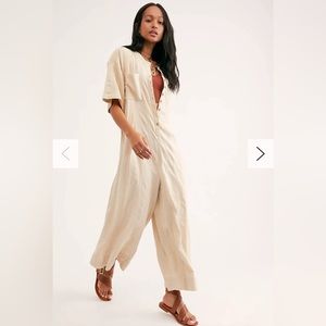 Gently Worn Free People Current Obsession Jumpsuit, linen; Runs large